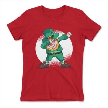 Leprechaun Dabbing Womens T-Shirt in Red color